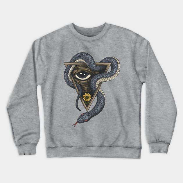 Snake One Eye Illustration Crewneck Sweatshirt by Mako Design 